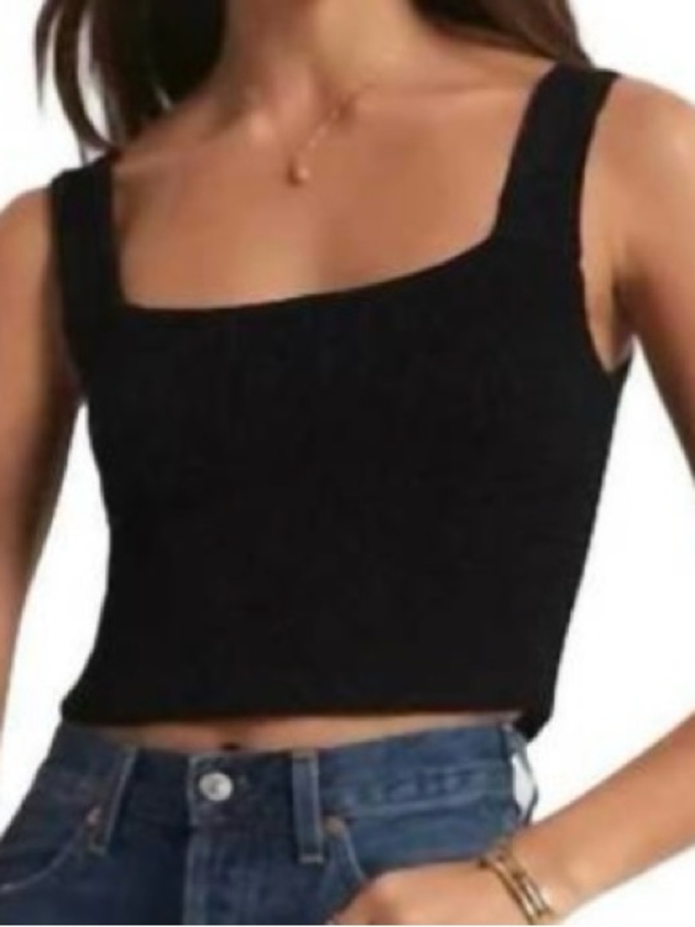 Z Supply Black Square Neck Crop Tank